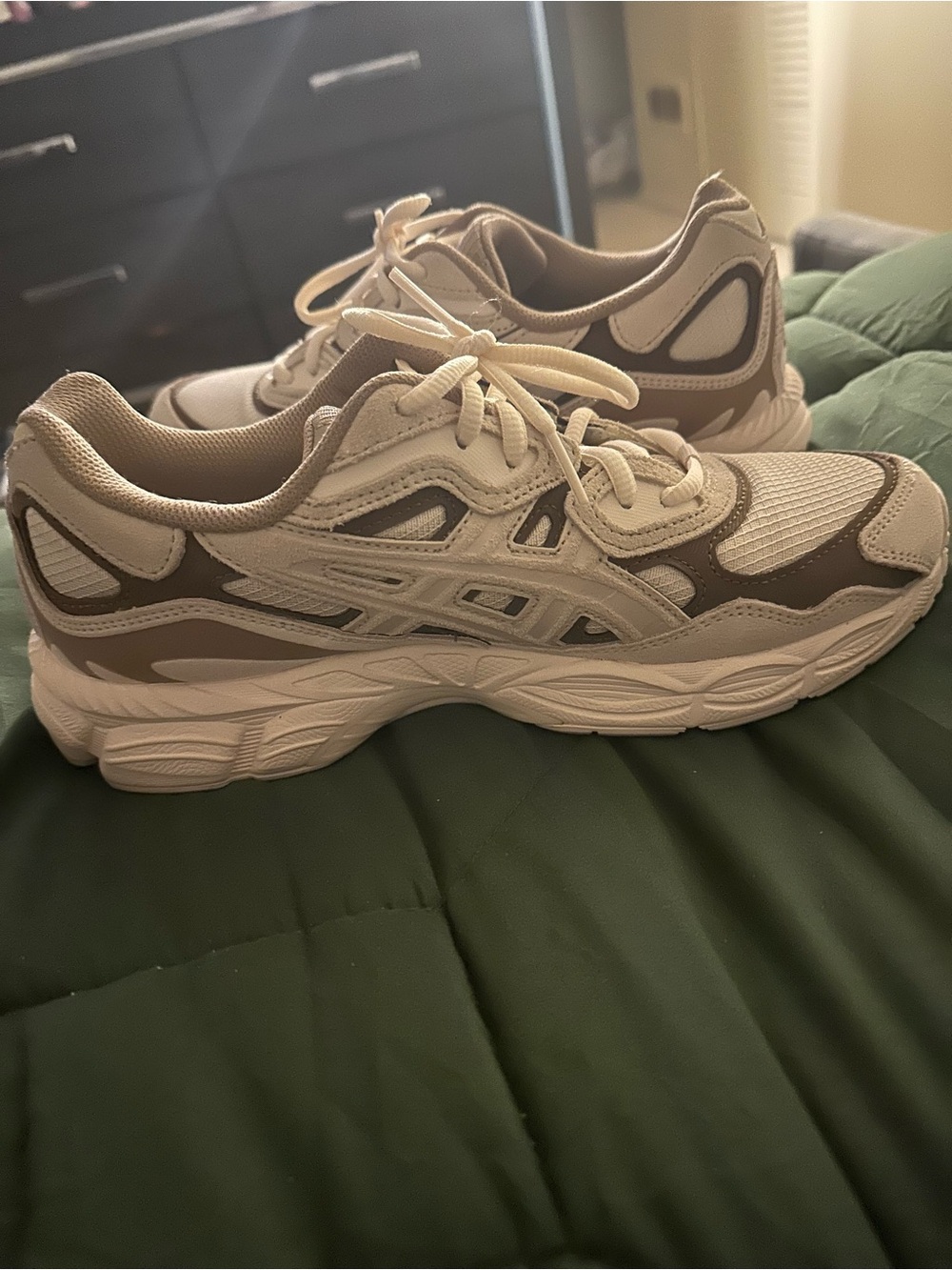 Asics Women's Sneakers in Cream and Brown - Lightweight Everyday Trainers
